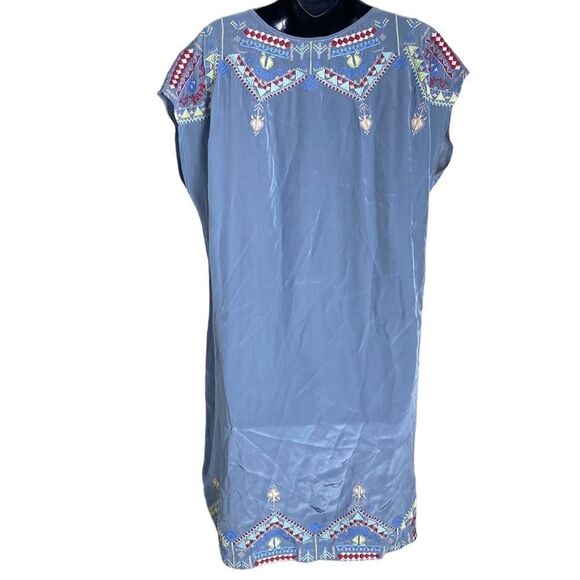 Sundance women’s small silk feel southwestern embroidered shift dress - Picture 6 of 8